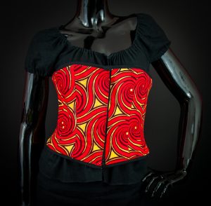 Corset ton rouge et doré